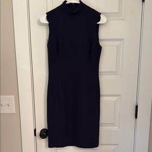 Ralph Lauren Collection Purple Label Wool Navy High Neck Sleeveless Suit Dress